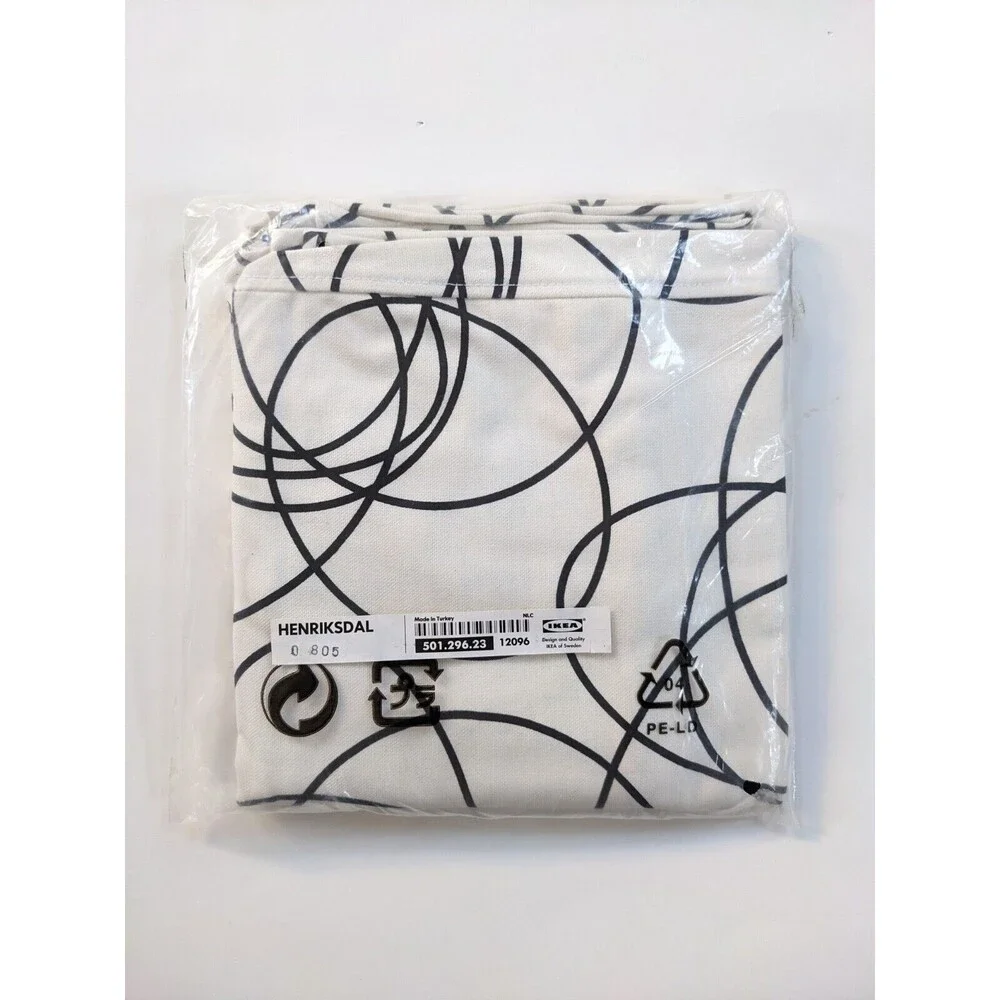 Set of 4 IKEA Henriksdal Chair Covers Slipcovers Abstract Black White Pattern‎